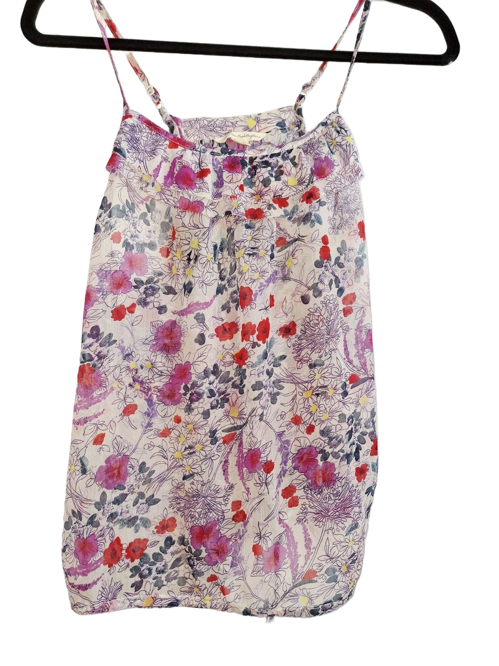 American Eagle Outfitters Floral White Pink Purple Sheer Vtg Y2k Camisole